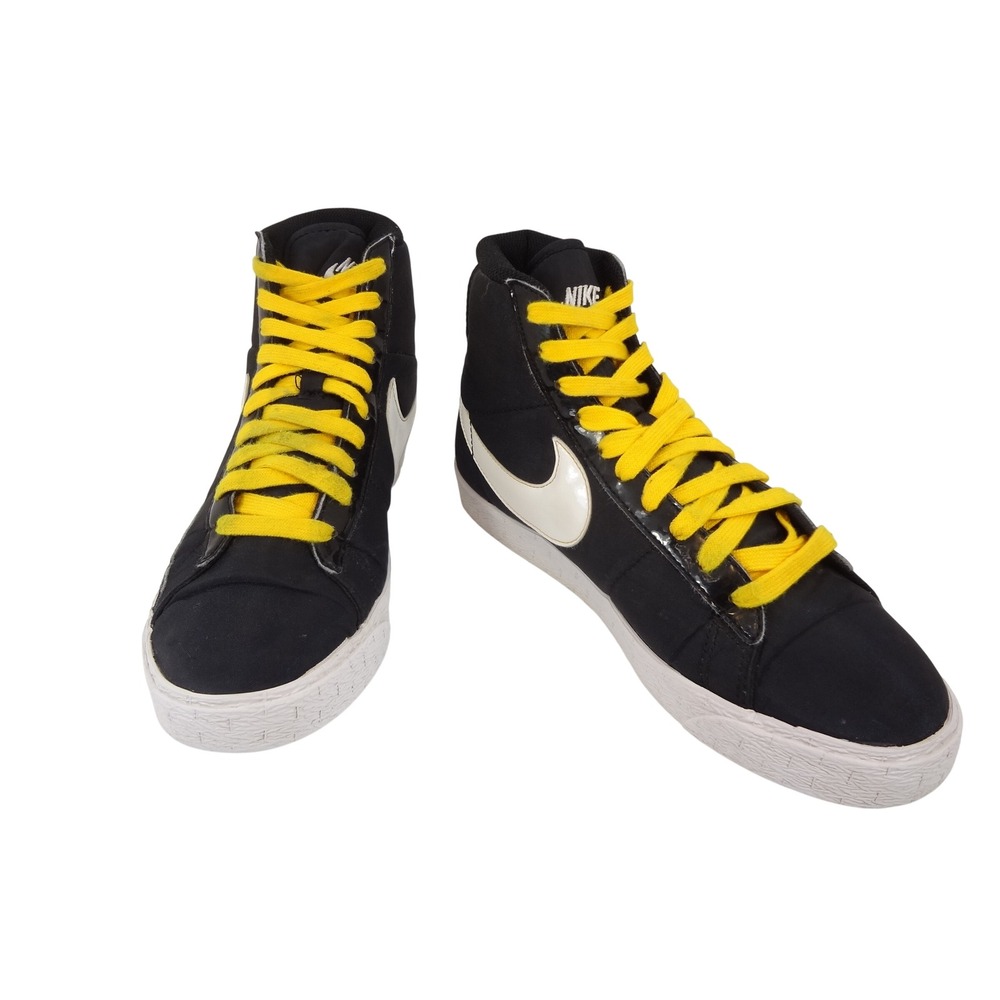 Nike Blazer Mid Youth 6.5Y Black White Yellow Excellent High Top 318705-012